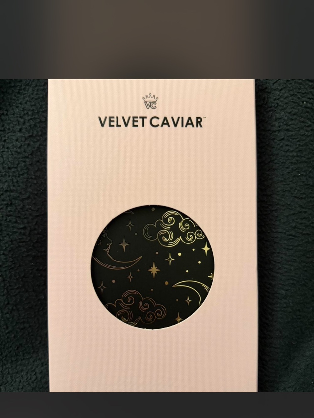 Velvet Caviar Black Phone Case with Gold Celestial Print